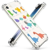 Slatki dinosauri Collage Clear futrola za iPhone 7 8 SE, estetski umjetnički dizajn za muškarce, jedinstveni