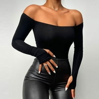 Clearsance Ljeto vrhovi dugih rukava Ženska bluza Casual Solid Bluzes Dušo moda, crna, m