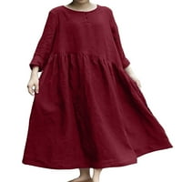 Keeccty ženska puna boja neregularna haljina dugih rukava s dugim rukavima