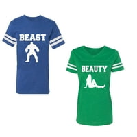 Zvijer Beauty Unise Par koji odgovara pamučnom dresu Stil majica kontrastne pruge na rukavima