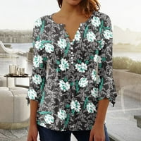 V-izrez Bluze za slobodno vrijeme cvjetni vrhovi rukav moda za žene mornarice s