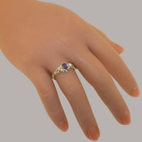 Britanska napravljena 14k Rose Gold Prirodni safir i dijamantni ženski godišnjica - Opcije veličine