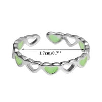 Pgeraug pokloni za žene užarene srčane prstene modni tamno blistavi otkucaji prsten od nehrđajućeg čelika Obećaj prsten za ljubavne šuplje prstenove geometrije prstenje zeleno