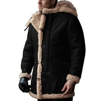 Jakne za muškarce plus veličina s kapuljačom zime na kaputu rever ovratnik dugih rukava kožna jakna