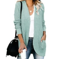 Cardigan džemperi za žene Ženske modne casual labave pune boje dugih rukava za dugih rukava gornja odjeća