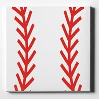 Crveni bejzbol šivanje - 10 10 - ukrasna platna zidna umjetnost - bijela ivica - 5 8 Galerija umotana