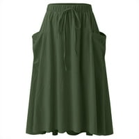 Miayilima suknja za žene casual visoki struk plutala linija midi suknja sa džepom veličine xl