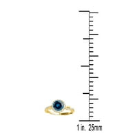 Aonejewelry 1. Carat Black Diamond Halo Angažman prsten u 4K Solid ruža, bijelo i žuto zlato