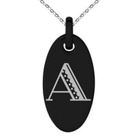 Slovo od nehrđajućeg čelika Početni metro retro monogram ugraviran malog ogrlice od ovalnog šarma