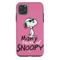 iPhone Pro iPhone Case Kikiriki slojeviti hibridni [TPU + PC] poklopac branika - Snoopy lice vruće ružičaste