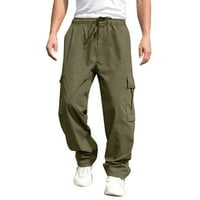 Koaiezne Muške hlače Modni mužjak Svestrane cijele sezone Teretne hlače Multi džepni rub čvrsta boja