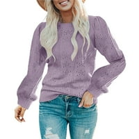 Riforla Ženska modna čvrsta boja Dugih rukava Okrugli izrez šuplji ležerni gornji džemperi Duks pulover