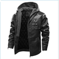 Muški multi-džepni kožni jakni od kože od pamučne jakne sa dugim patentnim manžetama odvojiva jakna