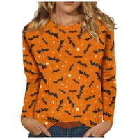 Košulje s dugim rukavima za žene na vrhu casual moda O-izrez Halloween Print pulover bluze za žene