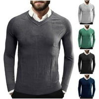 Miayilima Muška odjeća za zimsku odjeću Muška jesen i zima Solidna boja V-izrez dvostruka košulja dno