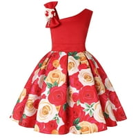 Kukoosong Toddler Djevojke za djevojčice Novo ramena Dječja haljina Rose Print haljina suknja Djevojke