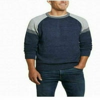 Otporni na vremenski vintage muškarci Colorblock džemper za vrat Džemper NAVY BLUE GREY COMBO SZ XL