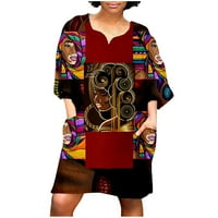 Levmjia Ženska ljetna haljina plus veličina za čišćenje žena modna afrička vintage print srednji rukav