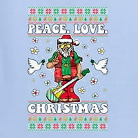 Divlji bobby hippie santa svira gitaru mir ljubav božićni ružni božićni džemper žene grafički tee, svijetloplava, velika