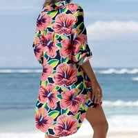 Ženska casual ljetna haljina za plažu Pocket rever s dugim rukavima