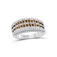 Jewels 10kt bijelo zlato Žene okrugli smeđi dijamantni prsten 1- CTTW