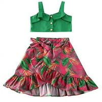 Stilovi I Love Toddler Girls Green Crose Green i asimetrična ruff suknja Proljetna ljetna odjeća