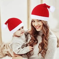 Wirlsweal Deč Santa Hat Stretchy Santa Hat Božićni santa šešir sa plišanim kugličnim dekorom meko debelo pleteno s visokom elastičnošću Topla protiv klizanja za djecu za novo