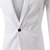 Sudije za muškarce Cleariance Muška gumba Solid Boja Casual Business Suit Top bljeskalica Bijela bijela