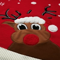 Božićni par Džemper Snowflake Elk Print Crew Crt Crt dugih rukava Zimski outfit Pulover za muškarce