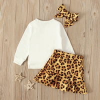 Borniu Toddler Djevojka Dječja odjeća Dječji dječji dječji djevojke Leopard Print Majica + Princeza haljina + Outfits Outfits Djevojke haljine haljine