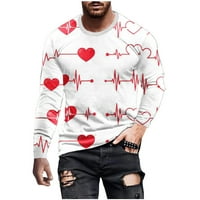 Uorcsa modna casual crew vrat dugih rukava pulover zaljubljenih 3D ispisana majica bluza bijela