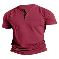 Prednji protok Muški ljetni vrhovi V izrez T majice Polo majica s kratkim rukavima Klasična fit tee majica s punim bojama Vino crvena 2xl