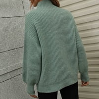 Ženske modne džempere za žene plus veličine čvrste boje visoki vrat dugih rukava pletene pulover dukseve