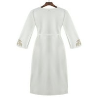 Eleluny Women Musliman Long Maxi haljina čipkaste veze Casual Araph Robe haljina bijela XL