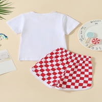 4. jula Djevojka za bebe Dječak Outfit Majica kratkih rukava Top i kratke hlače postavljaju odjeću za