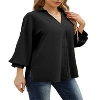 Rejlun dame vrhovi majice rever remene džemper dolje bluza vrećicu TUNIC košulja Elegantna ured crna