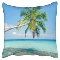 Pješčana tropska rajska plaža s palmama i morskim okeanskim dekornim jastukom jastučni jastuk