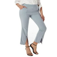 Liacowi ženske casual obrezirane hlače elastične prednje prorez visoke struk solidne boje pantalone