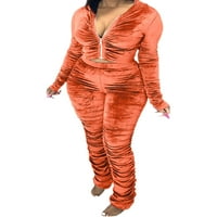 Colisha ženske dukseve Jogger set dugih rukava dva odjeća Slim Fit Sport V izrez TRACKSIT setovi narandžasti