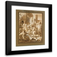 Giovanni Battista Tiepolo Crna modernog uokvirenog muzeja Art Print pod nazivom - odguranje dva muškog