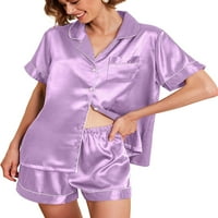 Svilene pidžame Ženske kratkih rukava za spavanje s kratkim rukavima Mekani satenski gumb dolje LoungeWer