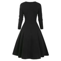 LisingTool haljine za žene žene Vintage casual plaid print gotički haljina struka kontrastne sveza dvostruke