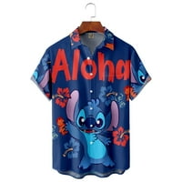 Disney Stitch Havajska košulja, majica gumba Casual Casual, Unisex's Gumb dolje kratkih rukava, majice