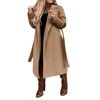 Gureui ženski labavi kaputi, klasični dugi rukavi zarezani rever, ležerna puna boja duljina srednje
