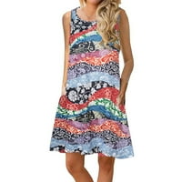 Ljetne haljine za žene plus size bez rukava s rukavima cvjetni uzorak Okrugli izrez Maxi Backless Loop