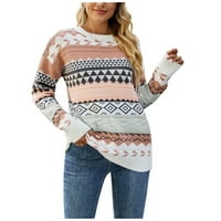 CLLIOS DREMENAS za žene dugih rukava TOP Retro Crewneck džemper Ugodno pulover Jumper Fall džemperi