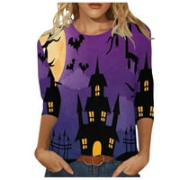 Olyvenn ženske košulje Halloween The Tunic Tops tamnog stila Dvorac Ispis Pulover dnevno udobne labave
