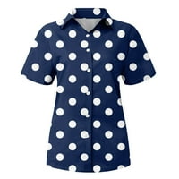 Bazyrey Womens Henley Top casual polka dot bluza ženska majica s kratkim rukavima plavi xl