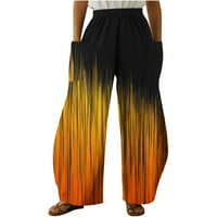 Trendne hlače za ženske ležerne slobodne tiskane retro narančaste veličine xxl