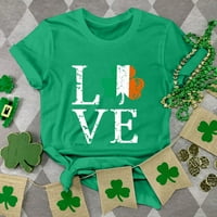 Ljubavno pismo Irska zastava Shamrock grafički vrhovi ženske novitete T-majice Crew vrat Osnovne zelene